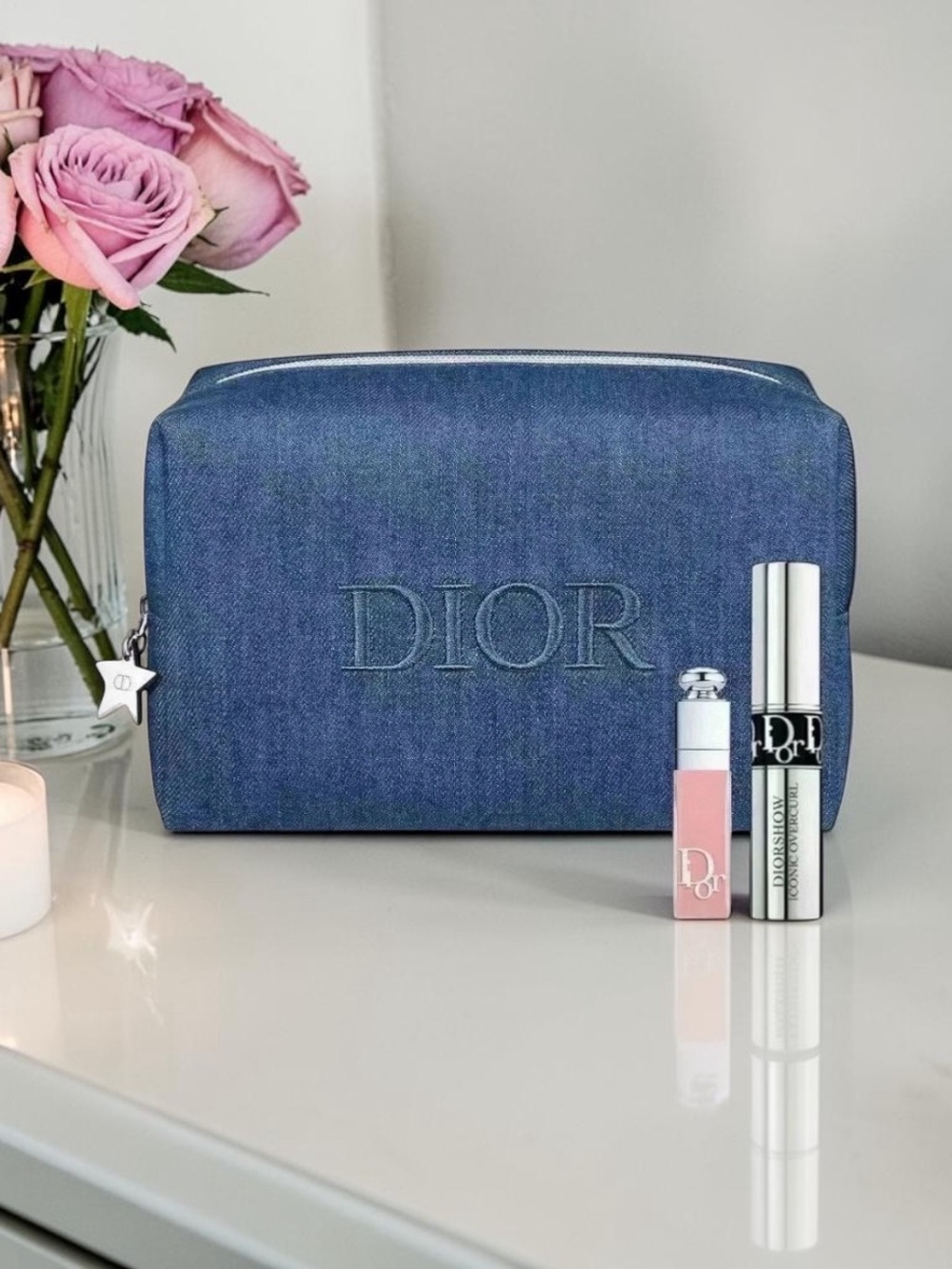 NIB- Dior Beauty Denim Pouch With Mascara And Lipgloss